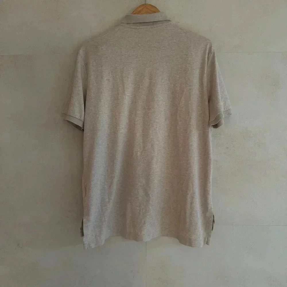Polo Ralph Lauren Men’s Pima Polo Shirt Mens XL Heathered Oatmeal Tan Preppy